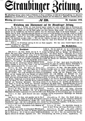 Straubinger Zeitung Dienstag 30. September 1873