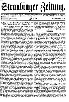 Straubinger Zeitung Donnerstag 20. November 1873