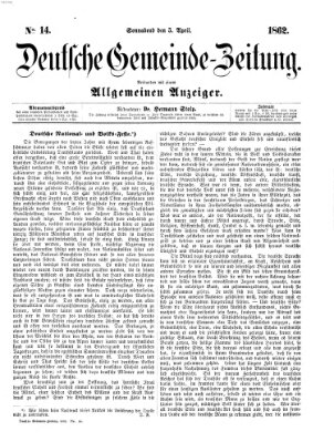 Deutsche Gemeinde-Zeitung Samstag 5. April 1862