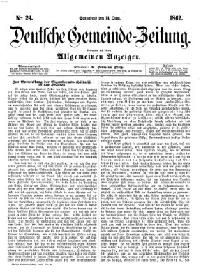 Deutsche Gemeinde-Zeitung Samstag 14. Juni 1862