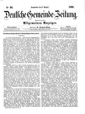 Deutsche Gemeinde-Zeitung Samstag 9. August 1862