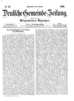 Deutsche Gemeinde-Zeitung Samstag 13. September 1862