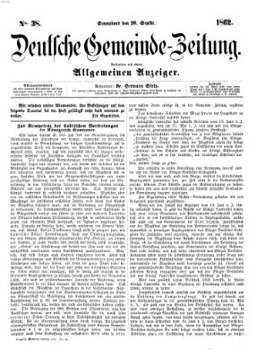 Deutsche Gemeinde-Zeitung Samstag 20. September 1862