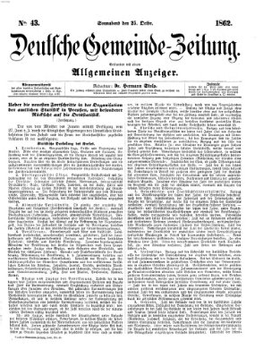 Deutsche Gemeinde-Zeitung Samstag 25. Oktober 1862