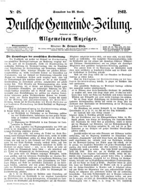 Deutsche Gemeinde-Zeitung Samstag 29. November 1862