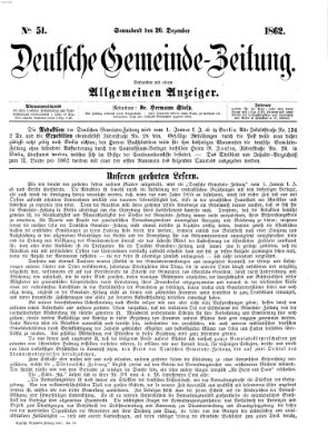 Deutsche Gemeinde-Zeitung Samstag 20. Dezember 1862