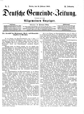 Deutsche Gemeinde-Zeitung Samstag 14. Februar 1863