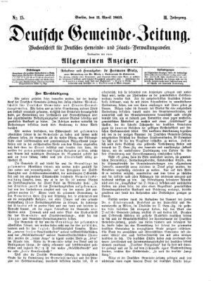 Deutsche Gemeinde-Zeitung Samstag 11. April 1863