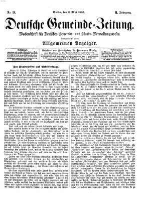 Deutsche Gemeinde-Zeitung Samstag 2. Mai 1863