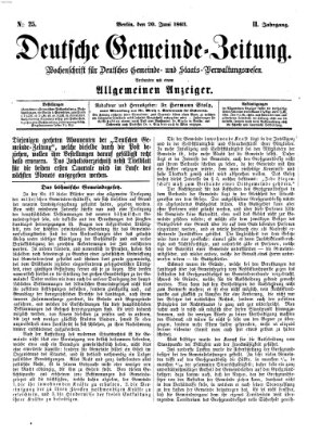 Deutsche Gemeinde-Zeitung Samstag 20. Juni 1863