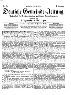 Deutsche Gemeinde-Zeitung Samstag 4. Juli 1863