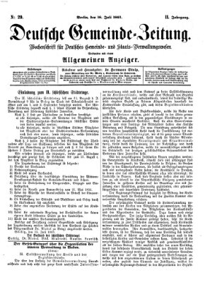 Deutsche Gemeinde-Zeitung Samstag 18. Juli 1863