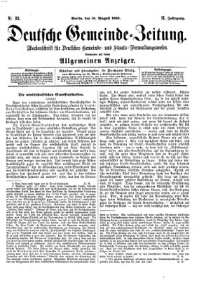 Deutsche Gemeinde-Zeitung Samstag 15. August 1863