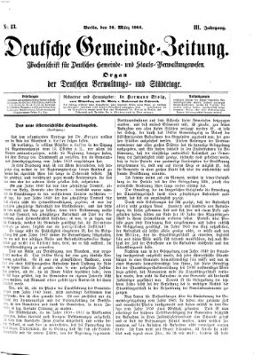 Deutsche Gemeinde-Zeitung Samstag 26. März 1864