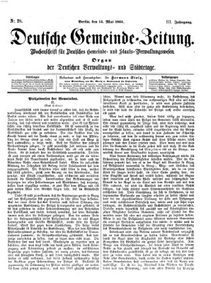 Deutsche Gemeinde-Zeitung Samstag 14. Mai 1864