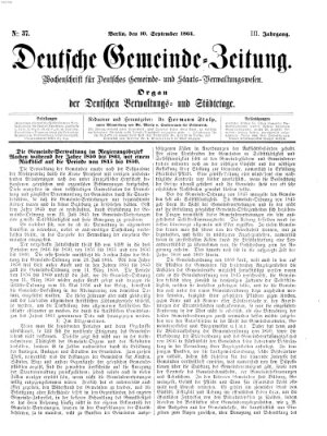 Deutsche Gemeinde-Zeitung Samstag 10. September 1864