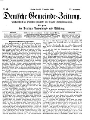 Deutsche Gemeinde-Zeitung Samstag 12. November 1864