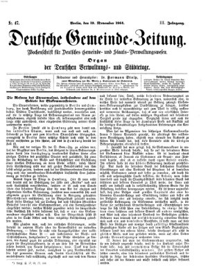 Deutsche Gemeinde-Zeitung Samstag 19. November 1864