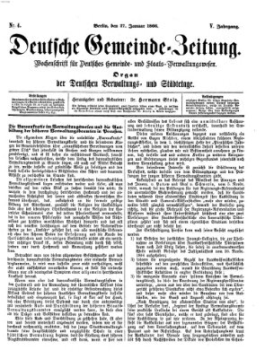 Deutsche Gemeinde-Zeitung Samstag 27. Januar 1866