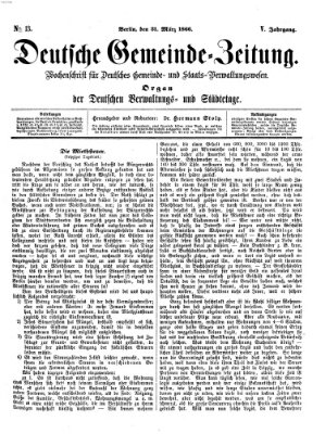 Deutsche Gemeinde-Zeitung Samstag 31. März 1866