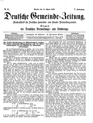 Deutsche Gemeinde-Zeitung Samstag 14. April 1866