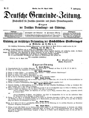 Deutsche Gemeinde-Zeitung Samstag 28. April 1866