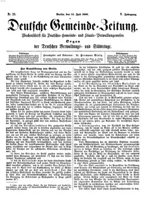 Deutsche Gemeinde-Zeitung Samstag 14. Juli 1866