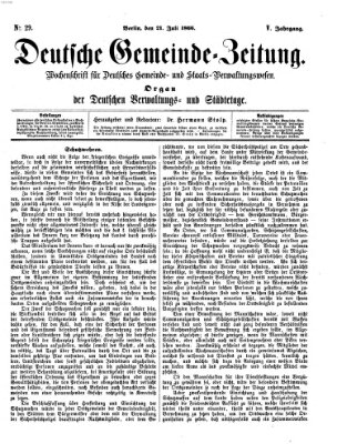 Deutsche Gemeinde-Zeitung Samstag 21. Juli 1866