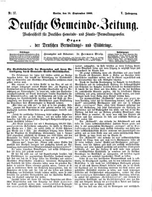 Deutsche Gemeinde-Zeitung Samstag 15. September 1866