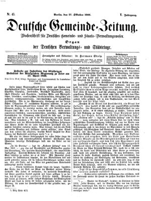 Deutsche Gemeinde-Zeitung Samstag 27. Oktober 1866