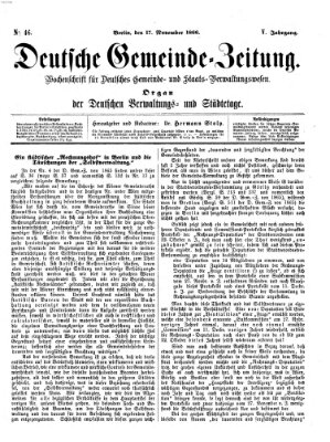 Deutsche Gemeinde-Zeitung Samstag 17. November 1866