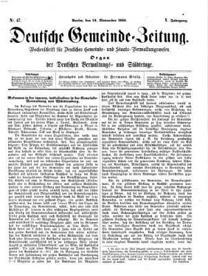 Deutsche Gemeinde-Zeitung Samstag 24. November 1866