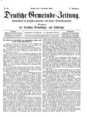 Deutsche Gemeinde-Zeitung Samstag 1. Dezember 1866