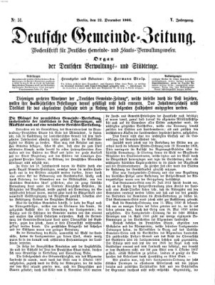 Deutsche Gemeinde-Zeitung Samstag 22. Dezember 1866