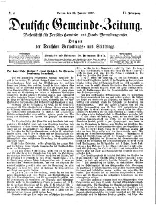 Deutsche Gemeinde-Zeitung Samstag 26. Januar 1867