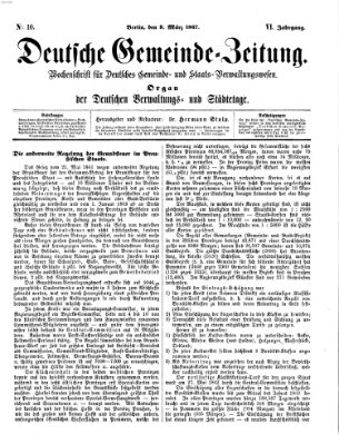 Deutsche Gemeinde-Zeitung Samstag 9. März 1867