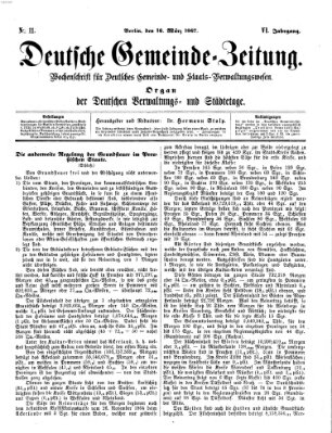 Deutsche Gemeinde-Zeitung Samstag 16. März 1867