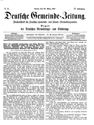 Deutsche Gemeinde-Zeitung Samstag 30. März 1867