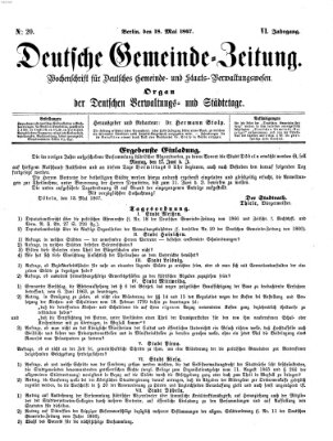 Deutsche Gemeinde-Zeitung Samstag 18. Mai 1867