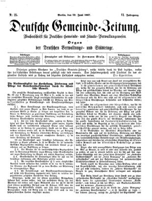 Deutsche Gemeinde-Zeitung Samstag 22. Juni 1867