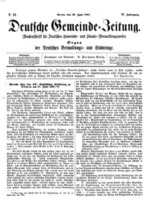 Deutsche Gemeinde-Zeitung Samstag 29. Juni 1867