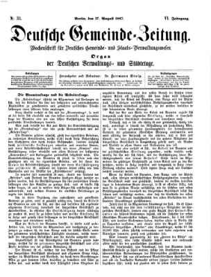 Deutsche Gemeinde-Zeitung Samstag 17. August 1867