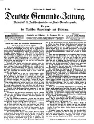 Deutsche Gemeinde-Zeitung Samstag 31. August 1867