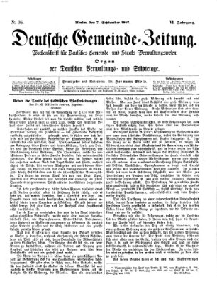 Deutsche Gemeinde-Zeitung Samstag 7. September 1867