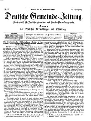 Deutsche Gemeinde-Zeitung Samstag 14. September 1867