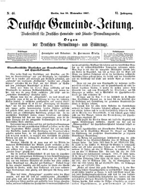 Deutsche Gemeinde-Zeitung Samstag 16. November 1867