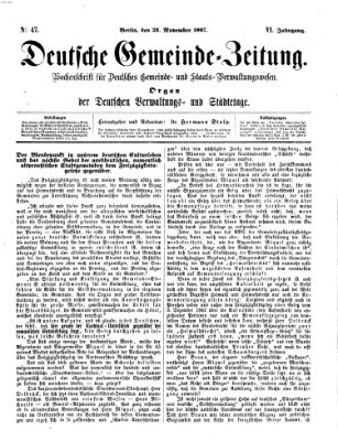 Deutsche Gemeinde-Zeitung Samstag 23. November 1867