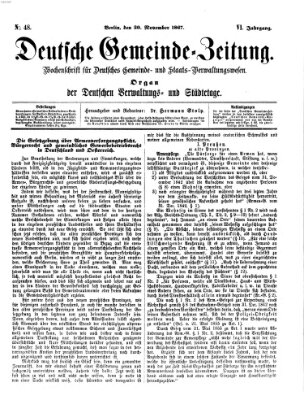 Deutsche Gemeinde-Zeitung Samstag 30. November 1867