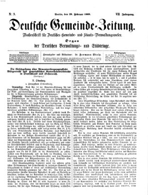 Deutsche Gemeinde-Zeitung Samstag 29. Februar 1868