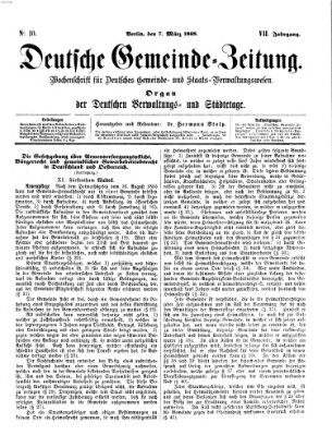 Deutsche Gemeinde-Zeitung Samstag 7. März 1868